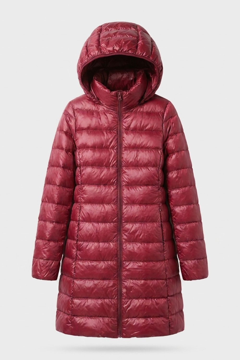 Damen Lange Pufferjacke | Kapuze & Steppdesign