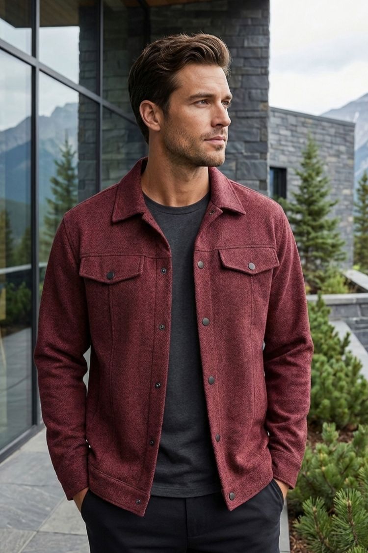 Herren Trucker Jacke | Druckknopf