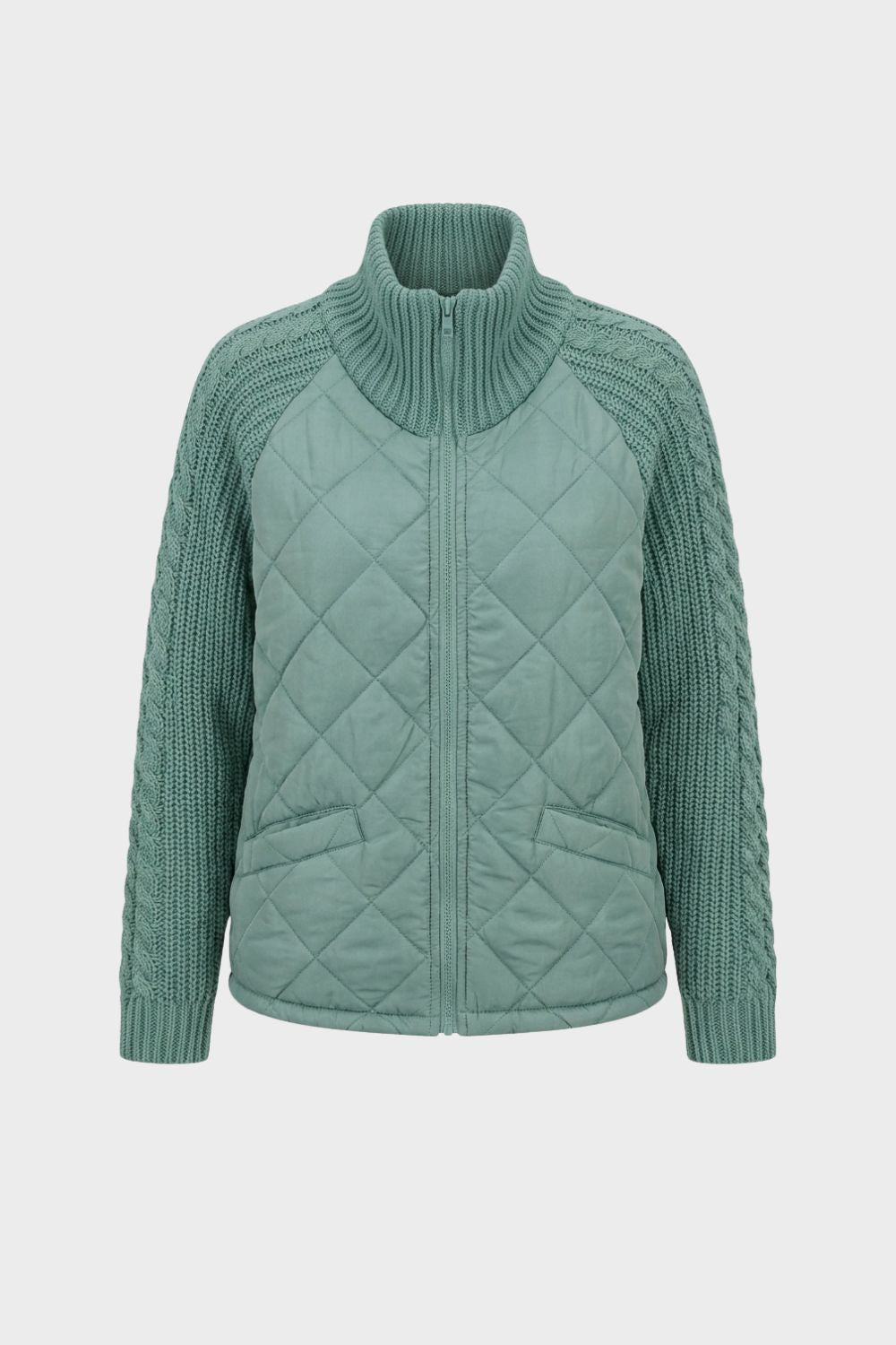 Damen Stepp-Strickjacke | Reißverschluss-Design
