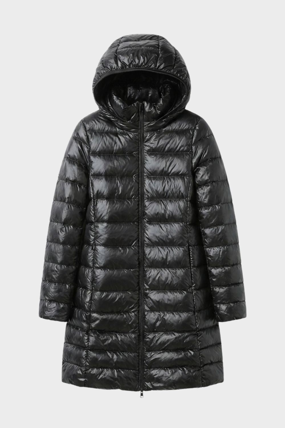 Damen Lange Pufferjacke | Kapuze & Steppdesign