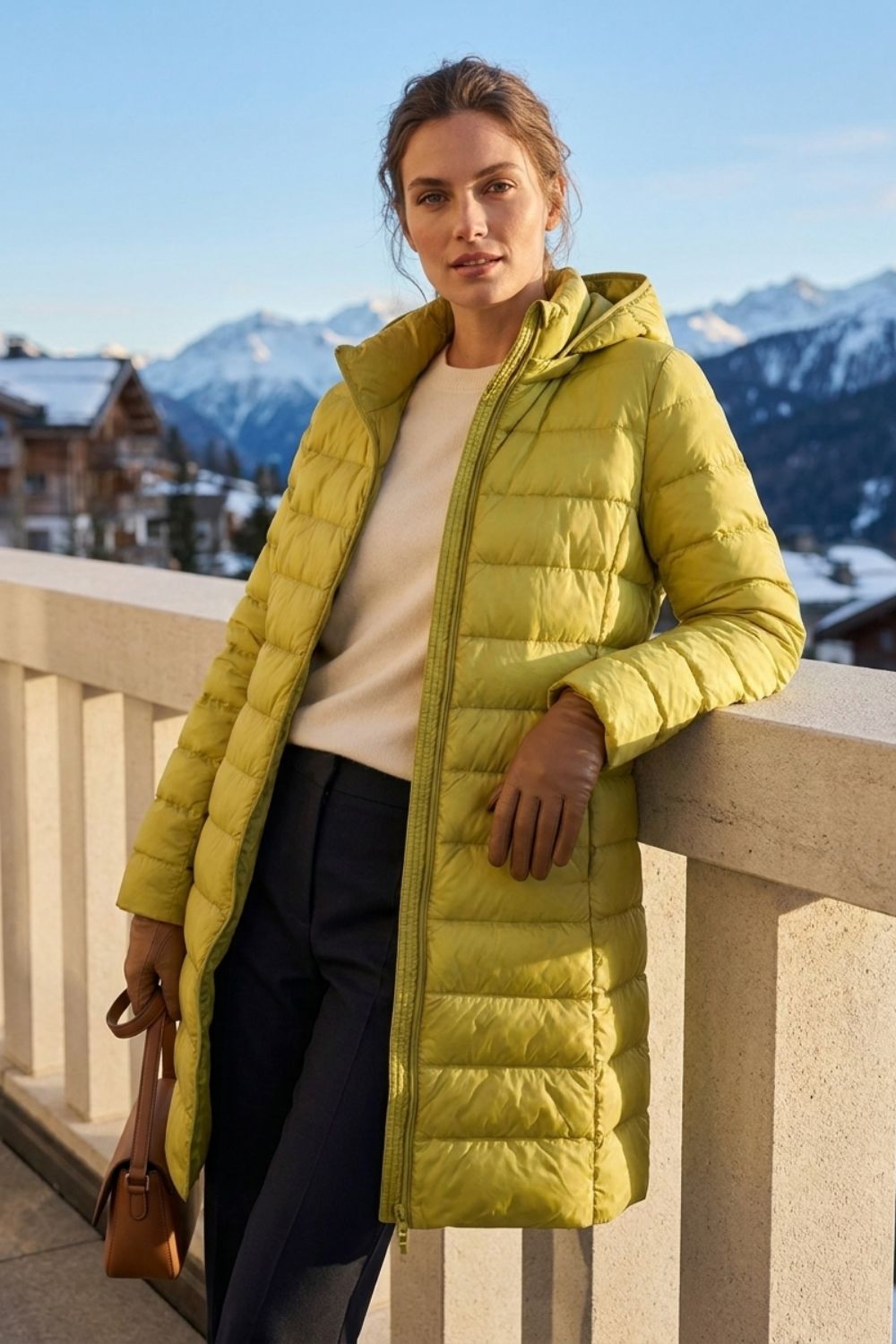 Damen Lange Pufferjacke | Kapuze & Steppdesign