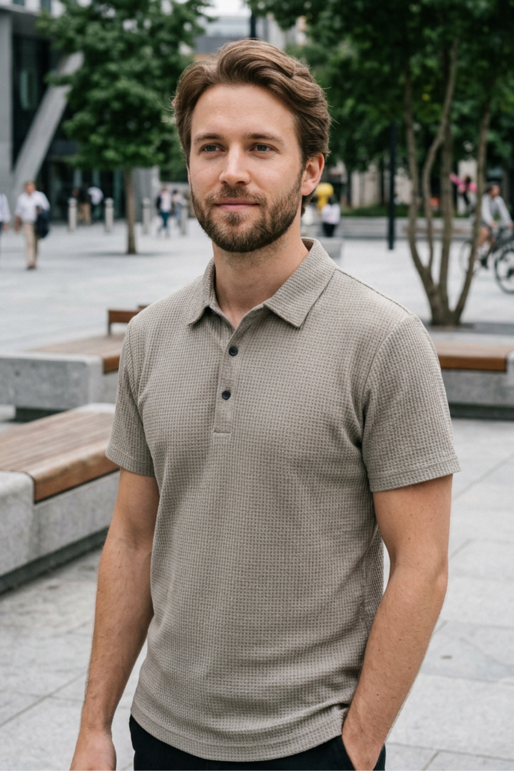 Herren Casual Polo – Strukturierter Stoff