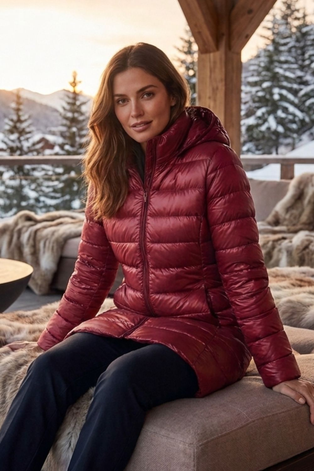 Damen Lange Pufferjacke | Kapuze & Steppdesign