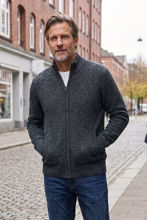 Herren Strickjacke mit Reißverschluss | Stehkragen