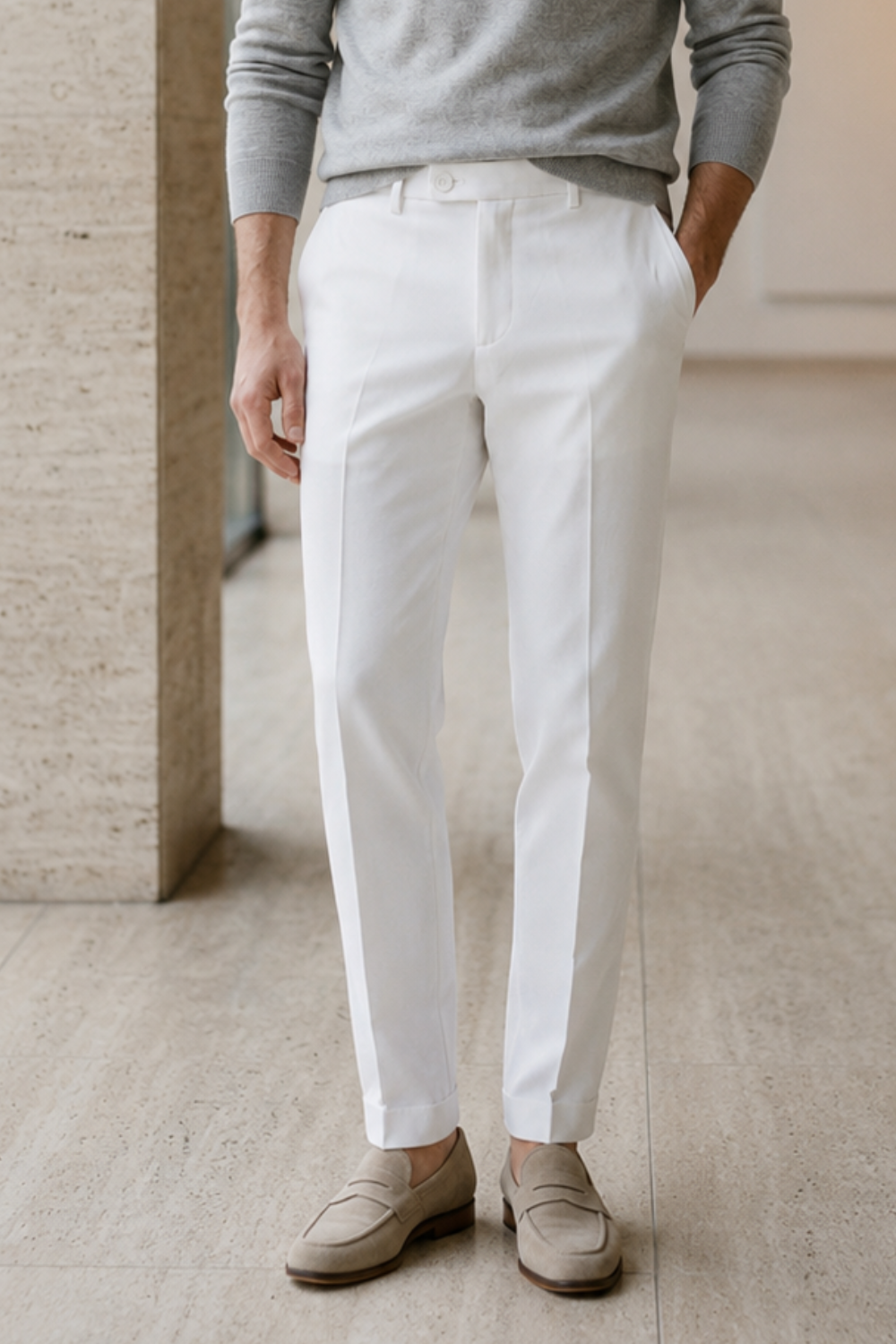 Herren Stoffhose Business Anzughose Slim Fit