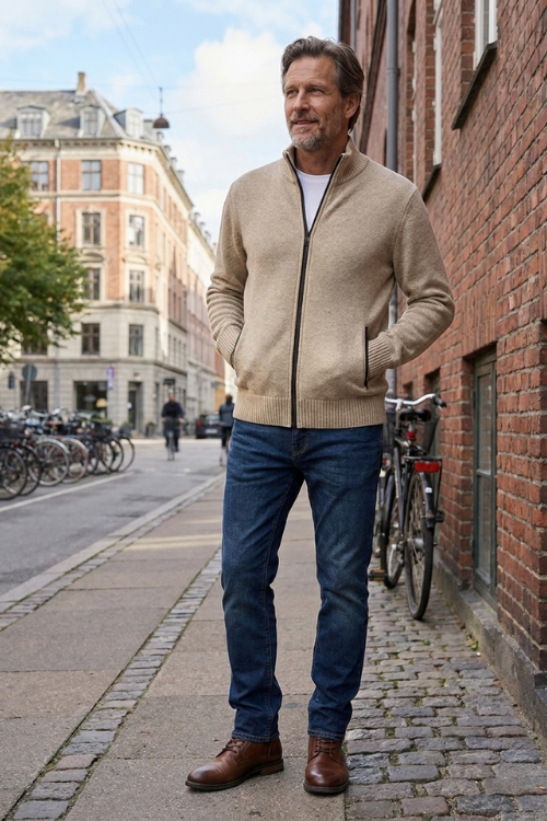 Herren Strickjacke mit Reißverschluss | Stehkragen