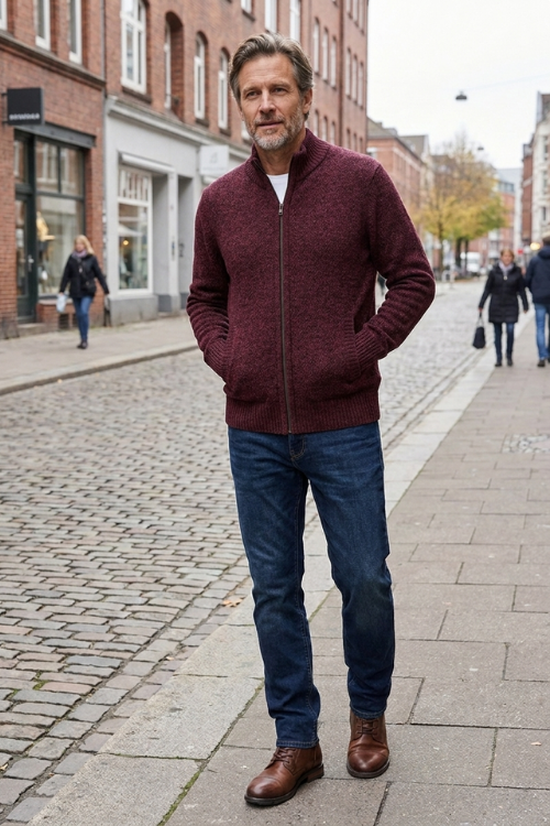 Herren Strickjacke mit Reißverschluss | Stehkragen