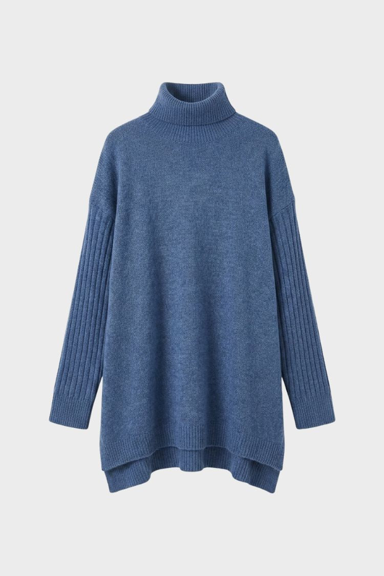 Damen Rollkragenpullover | Asymmetrischer Saum & Lange Form