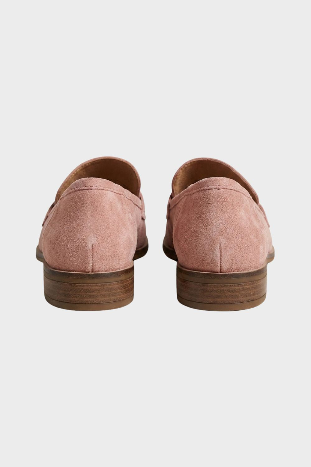 Damen Penny Loafer Rosa-Wildleder Blockabsatz – Profil-Ansicht