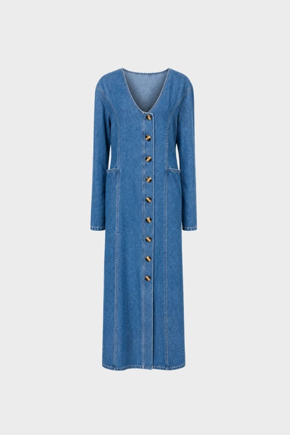 Damen Midi-Hemdkleid | Knopfleiste