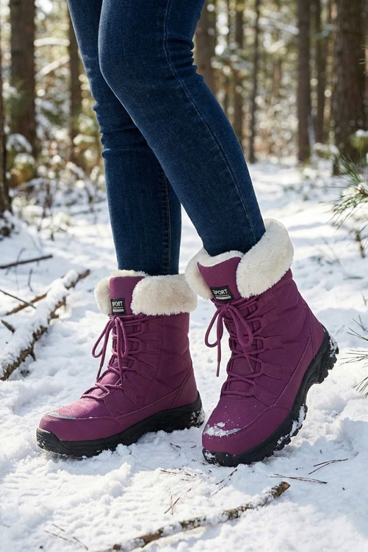 Damen Winterboots | Schnürdesign & Strukturierter Schaftrand