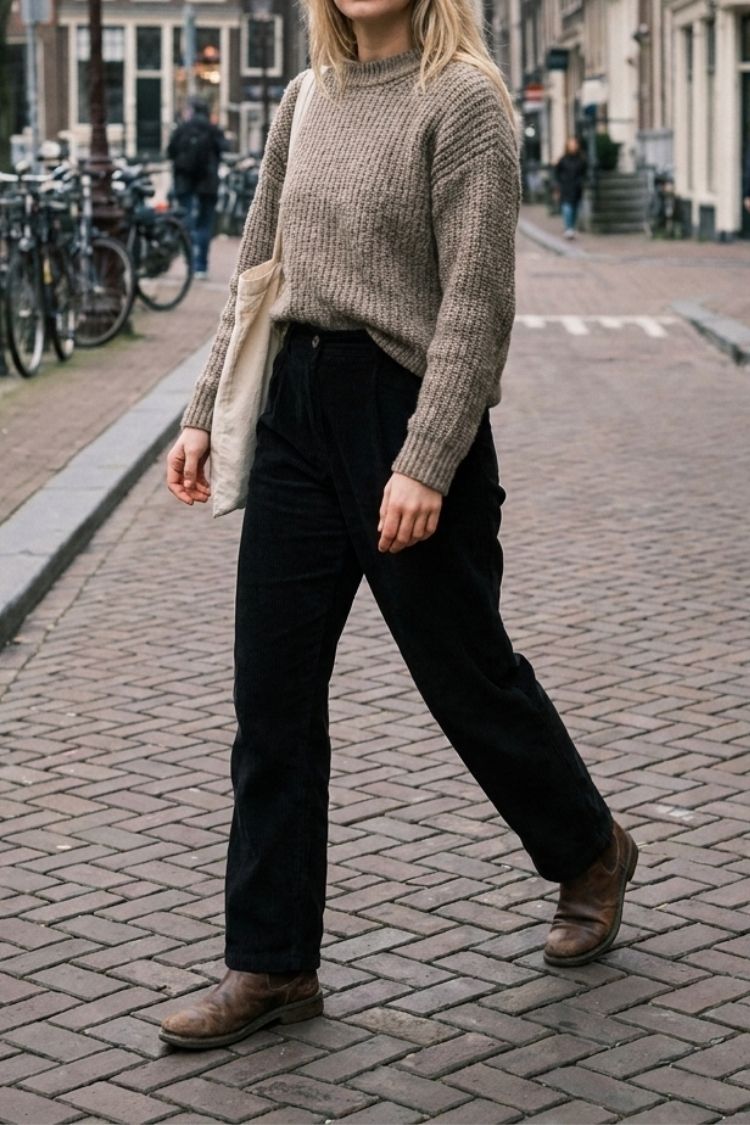 Damen Strukturhose | Straight Fit