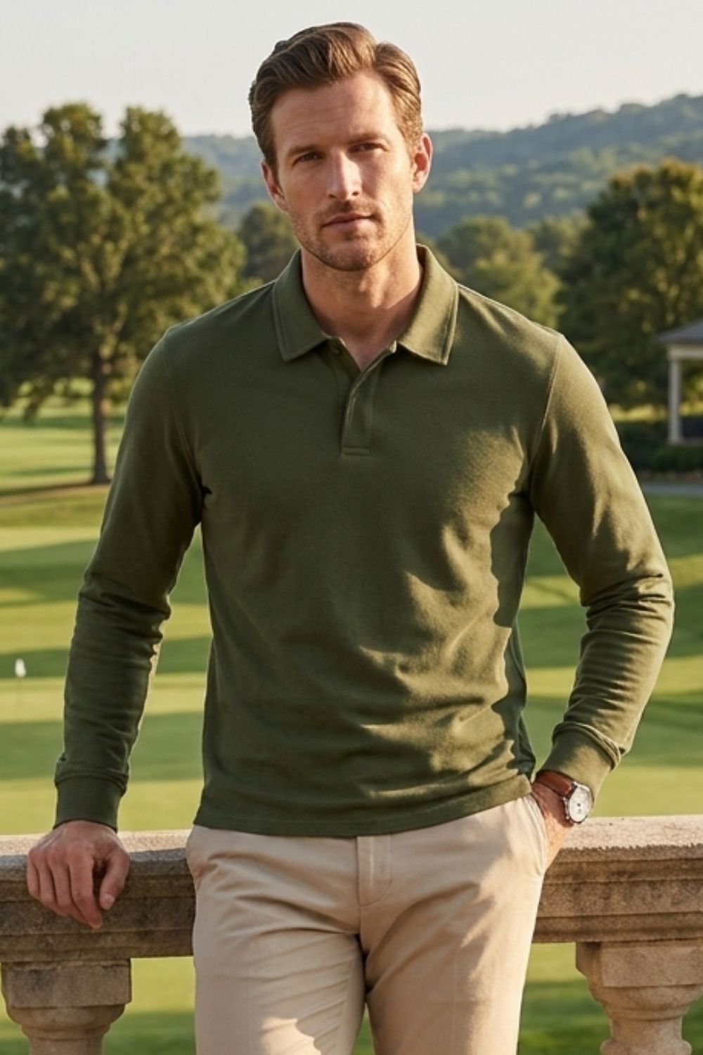 Herren Langarm-Polo | Polokragen & Knopfleiste