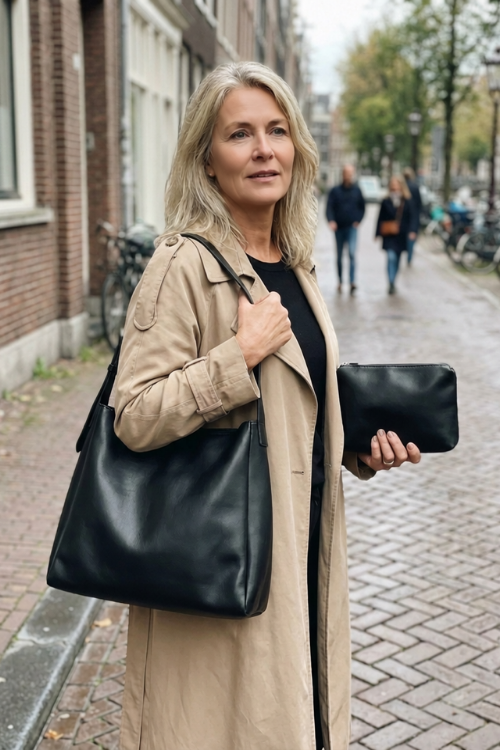 Damen Schultertasche mit Etui | Schmaler Träger