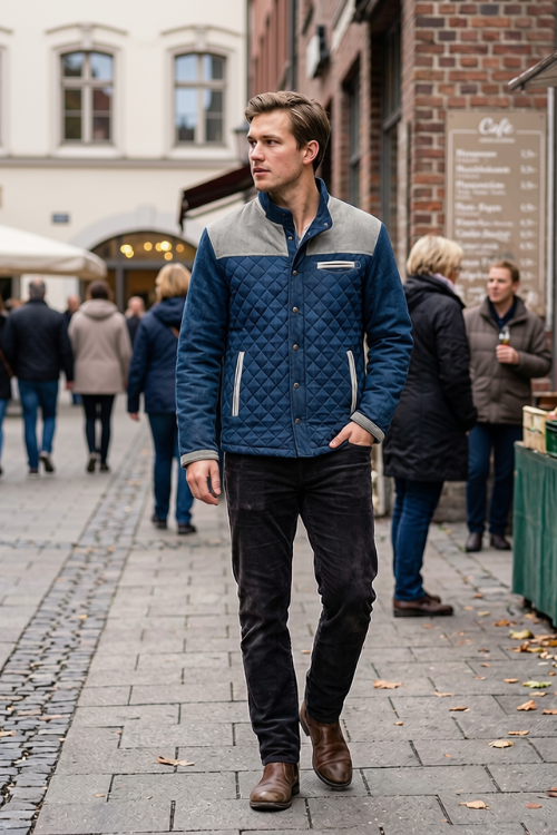 Herren Steppjacke | Kontrastdetails
