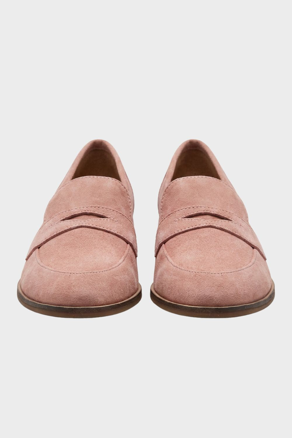 Damen Penny Loafer Rosa-Wildleder Blockabsatz – Hauptansicht