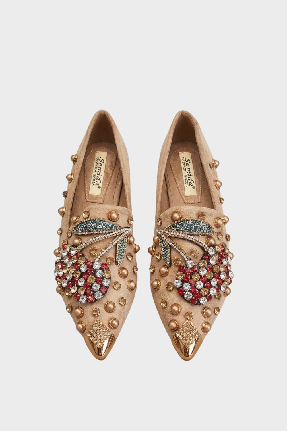 Damen Spitze Strass-Ballerinas Kirsche – Lifestyle-Look