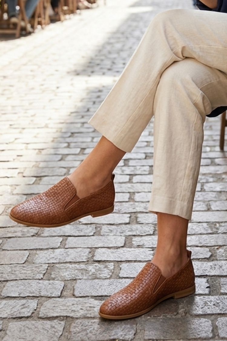 Damen Loafer in Flechtoptik | Niedriger Blockabsatz
