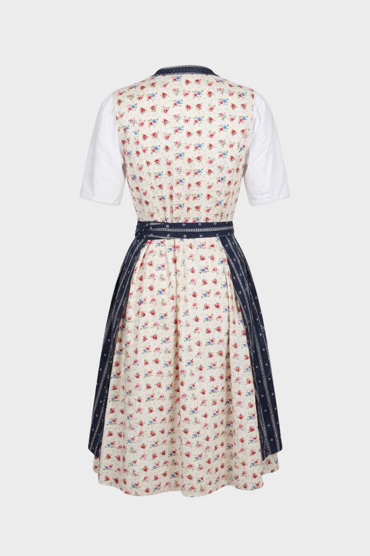 Damen Midi-Trachtenkleid | Schnürdetail & Streifenrock