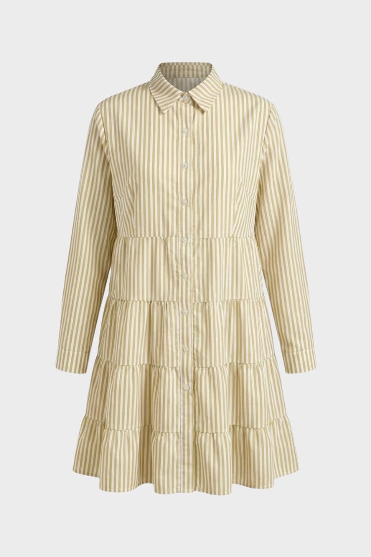 Damen Freizeitkleid – Gestreiftes Kleid mit Knopfleiste