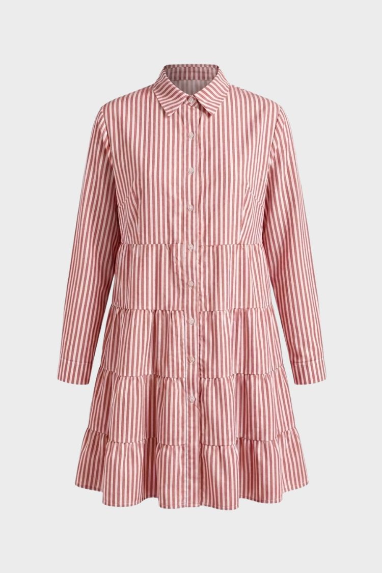 Damen Freizeitkleid – Gestreiftes Kleid mit Knopfleiste