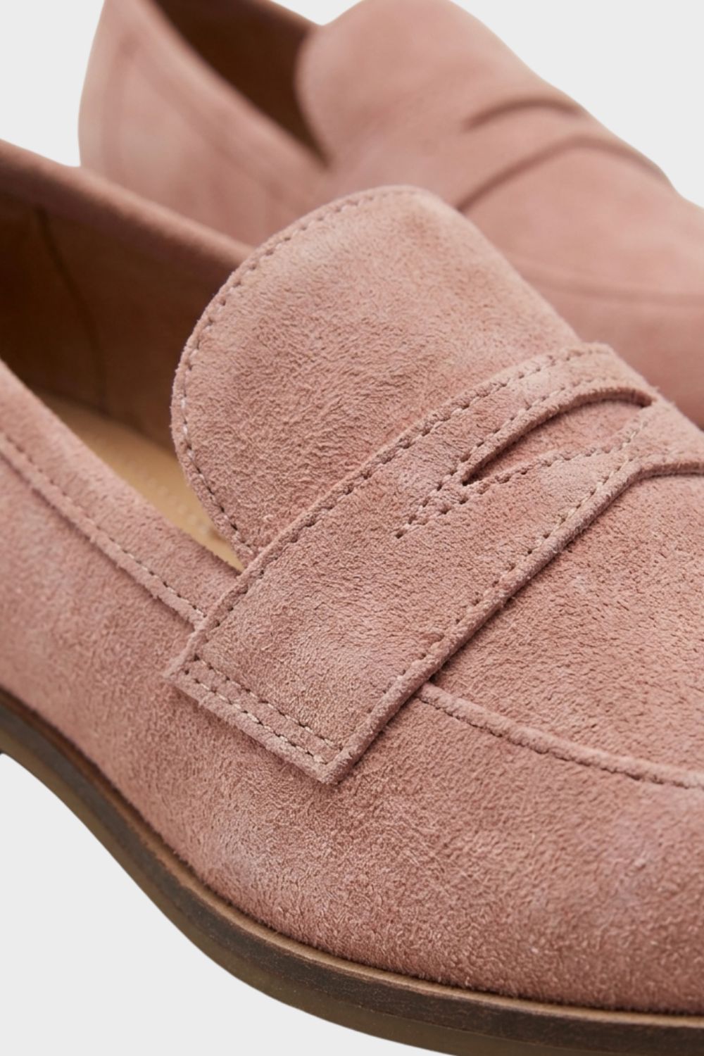 Damen Penny Loafer Rosa-Wildleder Blockabsatz – Detail-Ansicht