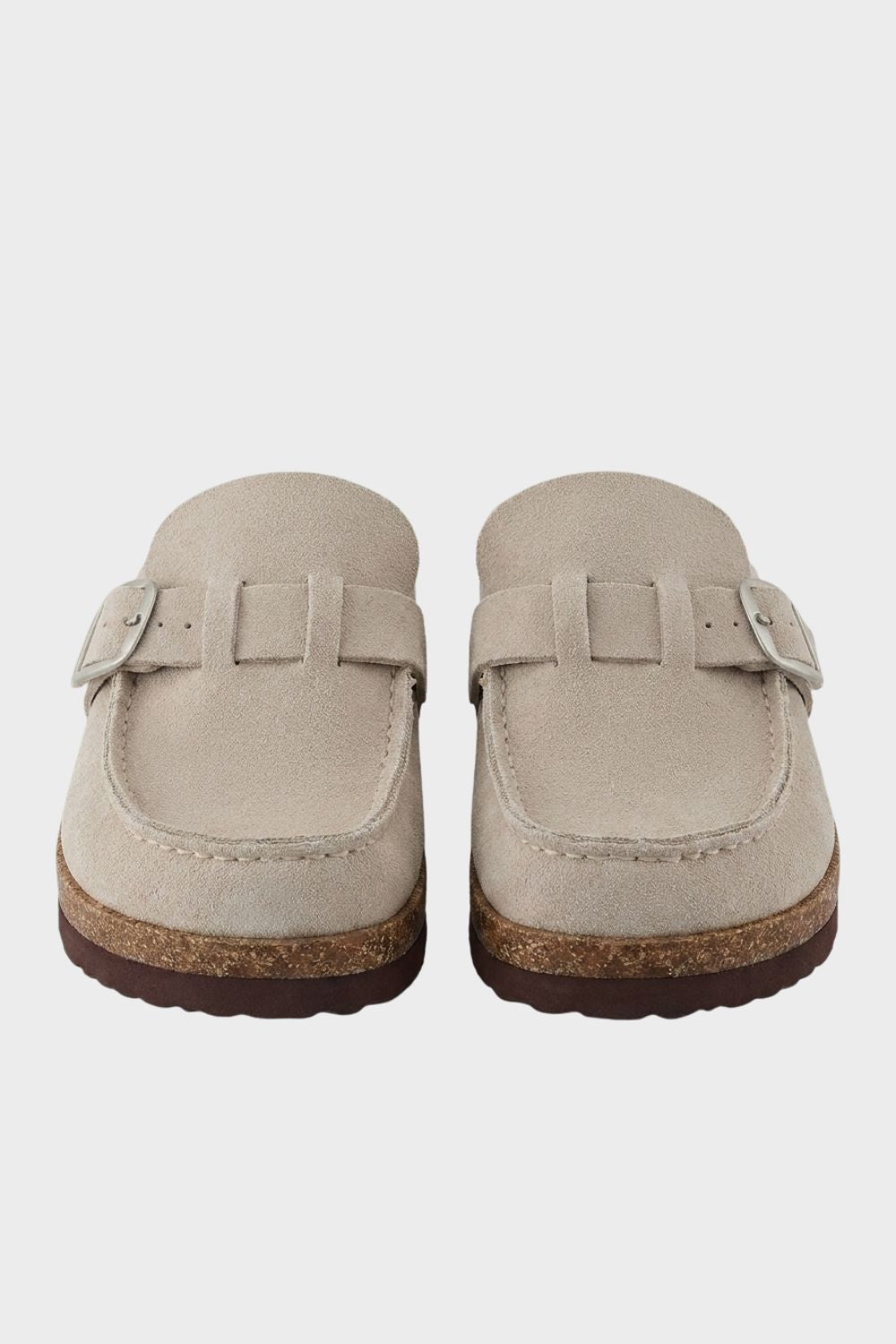 Wildleder-Korkpantoletten Damen | Schnalle Sommer