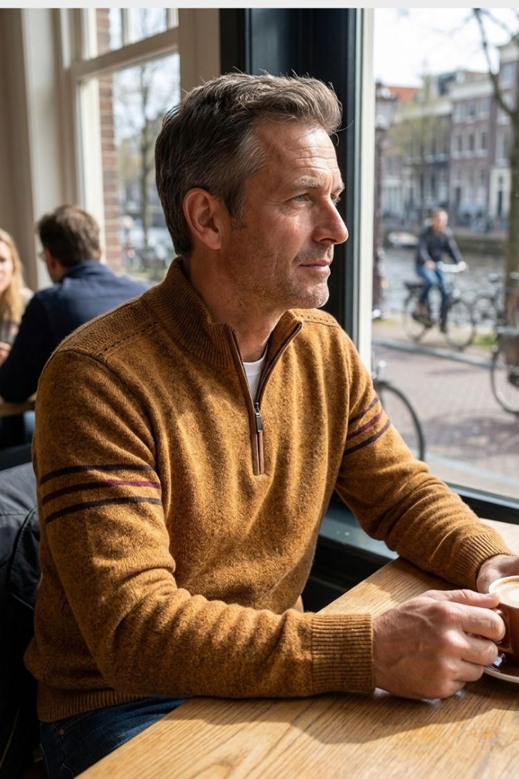 Herren Zipp-Pullover | Stehkragen & Kontrastdetails