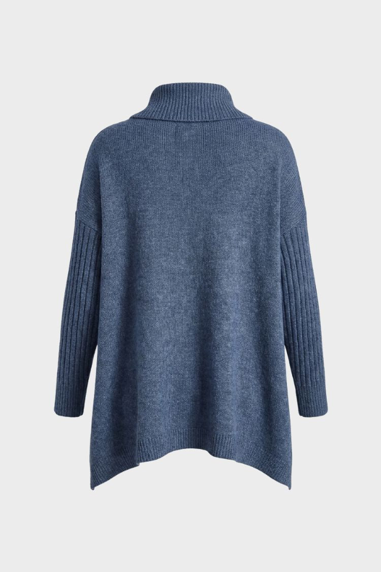 Damen Rollkragenpullover | Asymmetrischer Saum & Lange Form