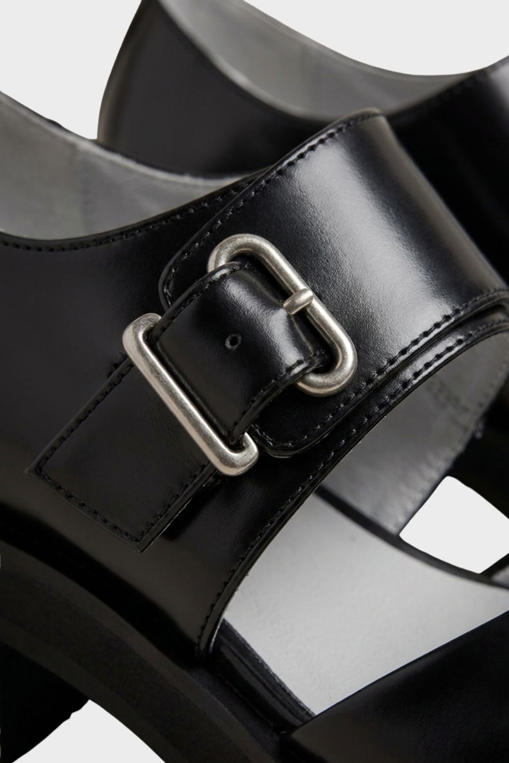 Damen Plateau Loafer Schwarz Doppel-Schnalle – Detail-Ansicht