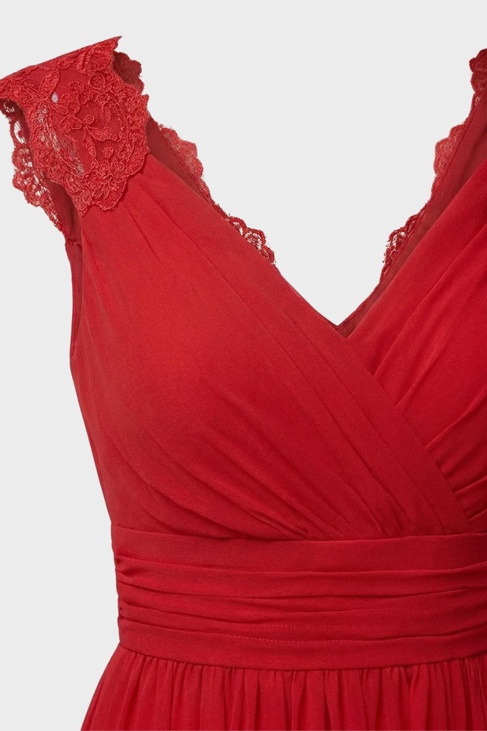 Damen Abendkleid V-Ausschnitt Langarm Maxi – Profil-Ansicht
