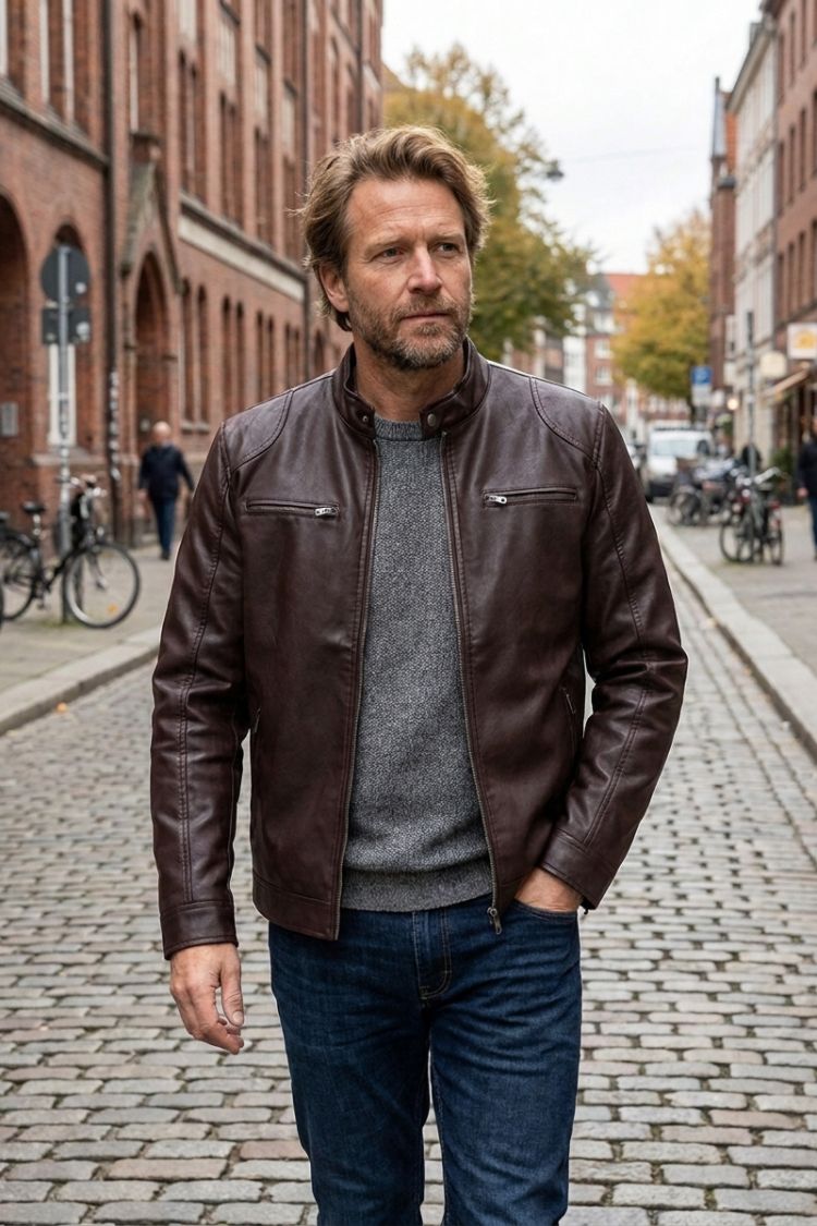 Herren Bikerjacke mit Reißverschluss | Mehrere Reißverschlusstaschen