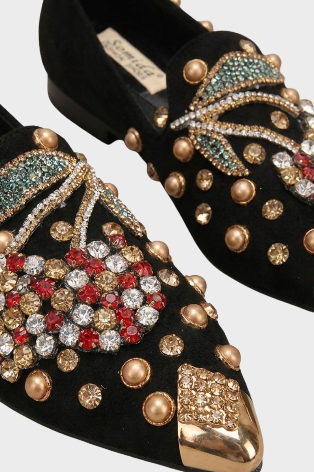 Damen Spitze Strass-Ballerinas Kirsche – Detail-Ansicht