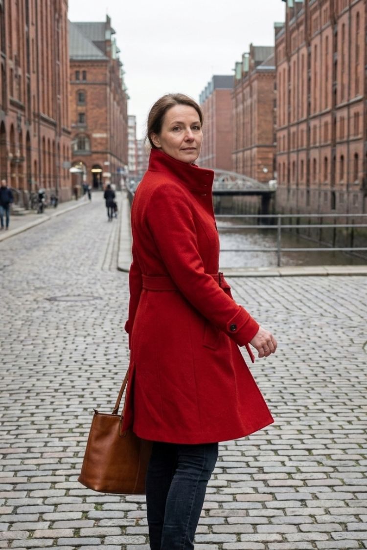 Damen Langer Trenchcoat | Taillierte Knopffront
