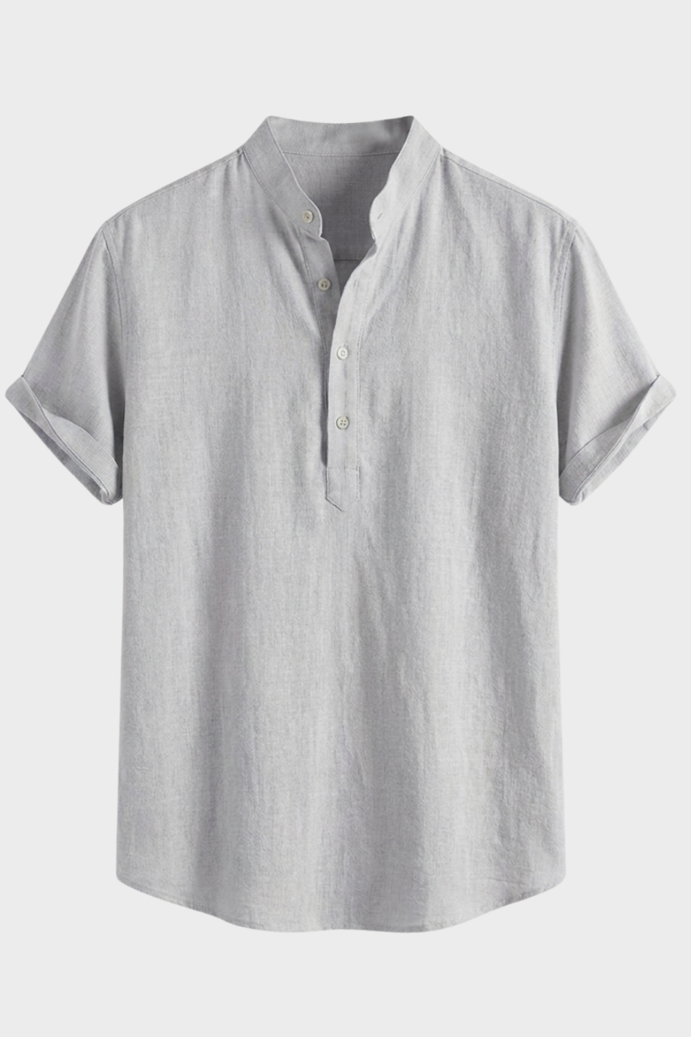 Herren Leinenhemd Henley - Stehkragen