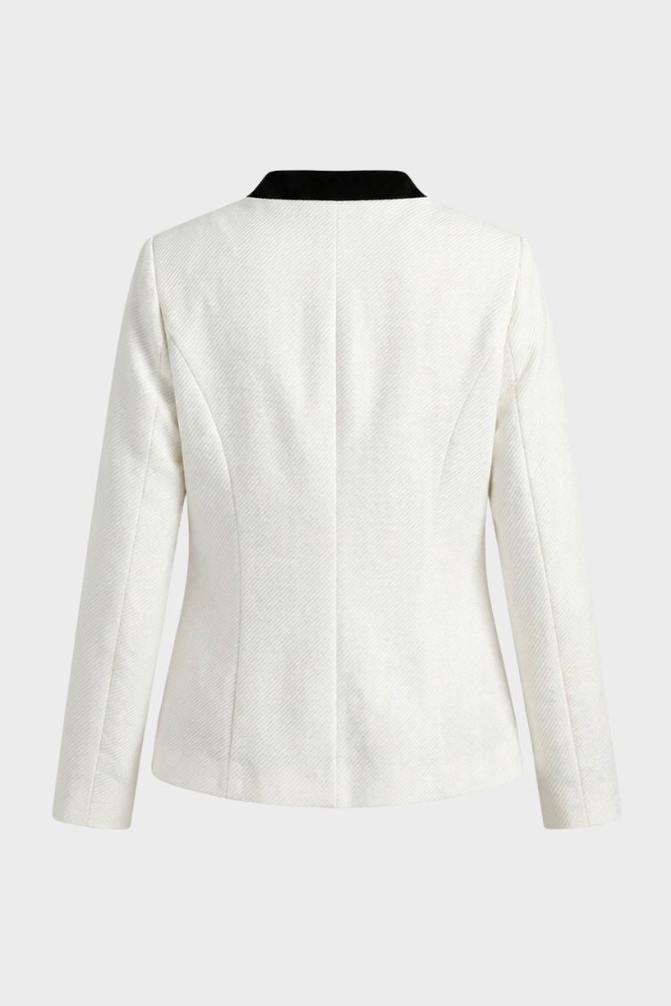Damen Taillierter Blazer | Kontrastbesatz & Knopfleiste