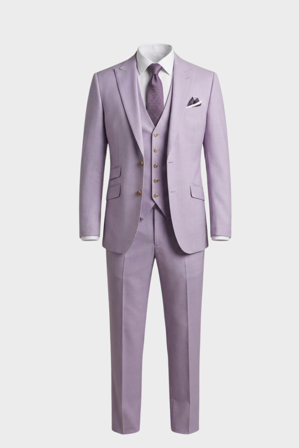 Herren Pastell-Anzug Dreiteiler Lila Altrosa – Lifestyle-Look