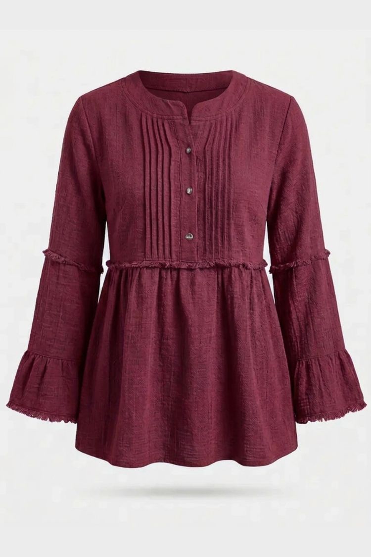 Damen Peplum-Bluse | Biesen-Details & Volantärmel
