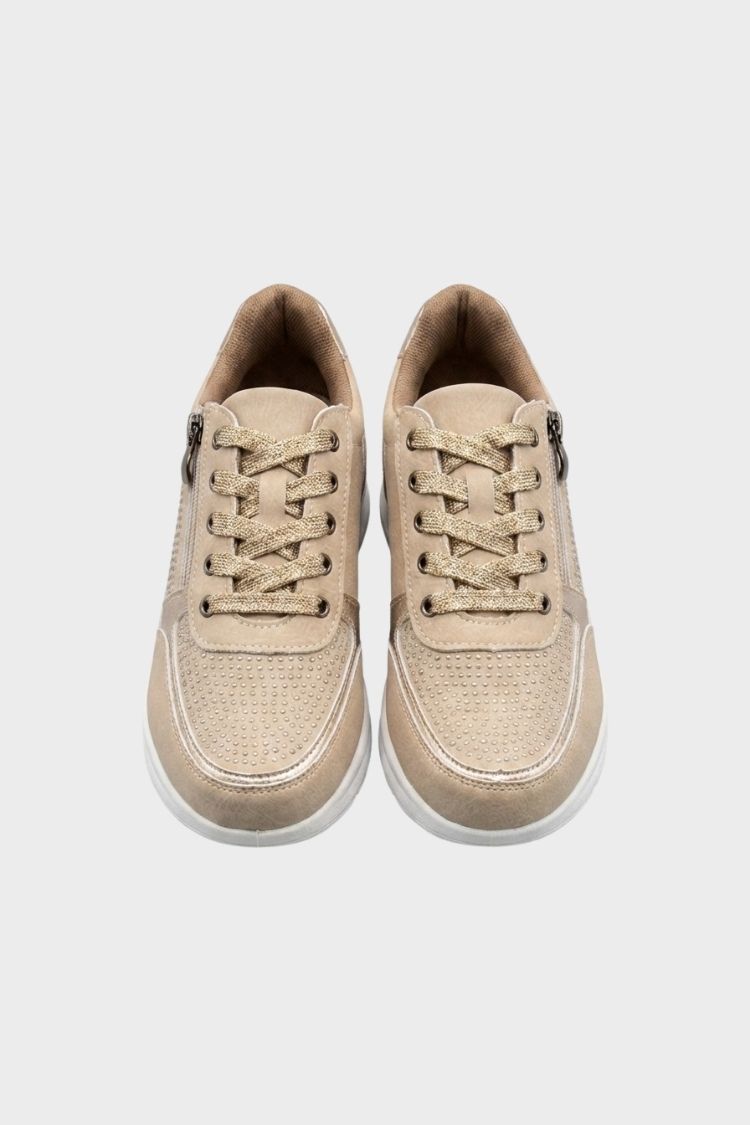 Damen Schnürung Reißverschluss Sneaker