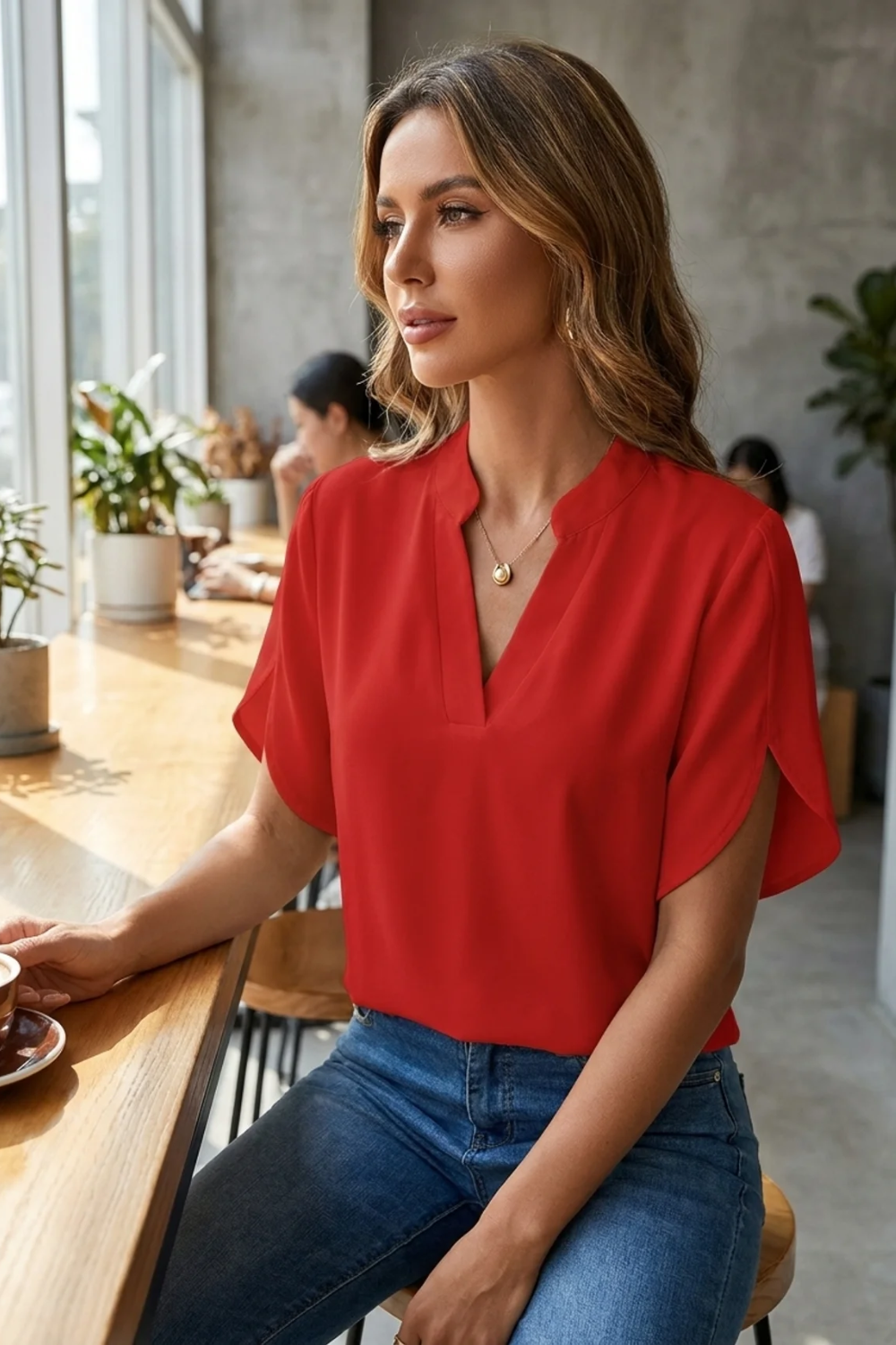 Damen Sommerbluse Body-Skim | Kurzarm