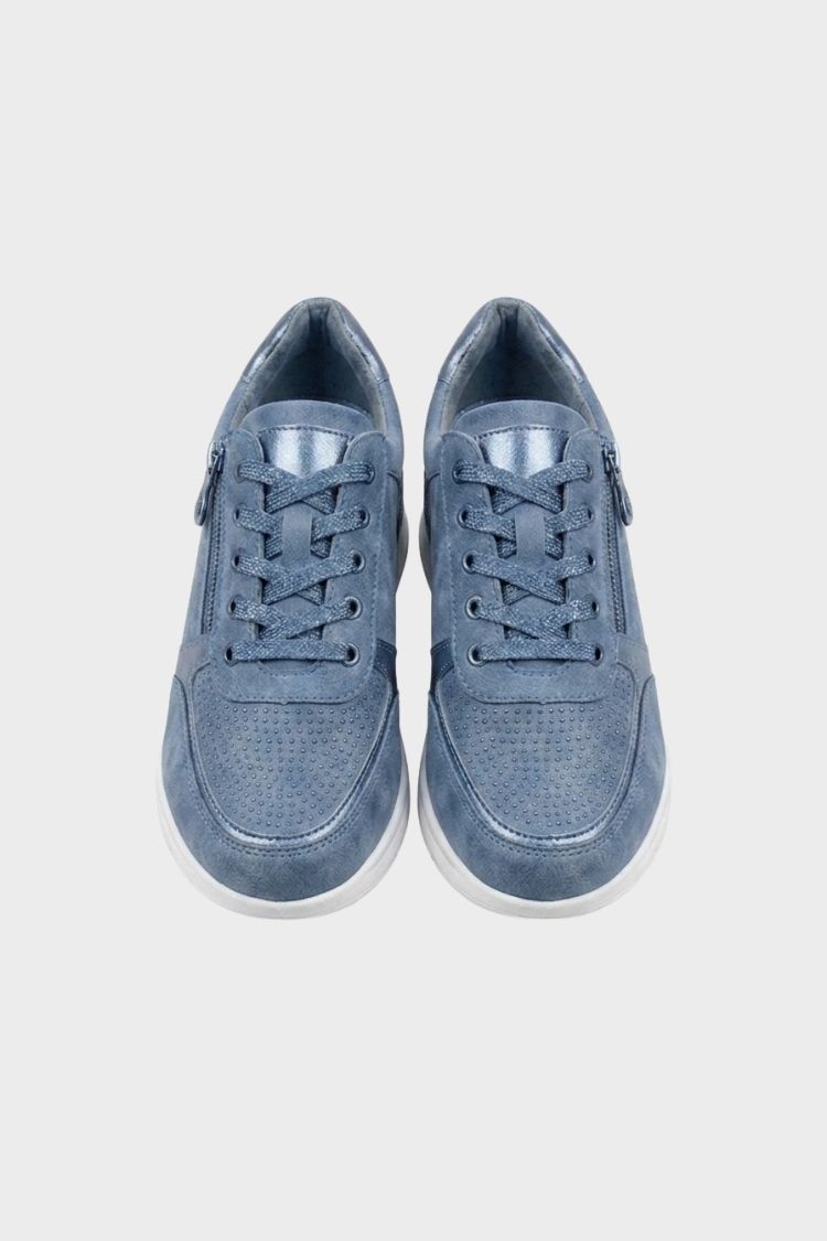 Damen Schnürung Reißverschluss Sneaker