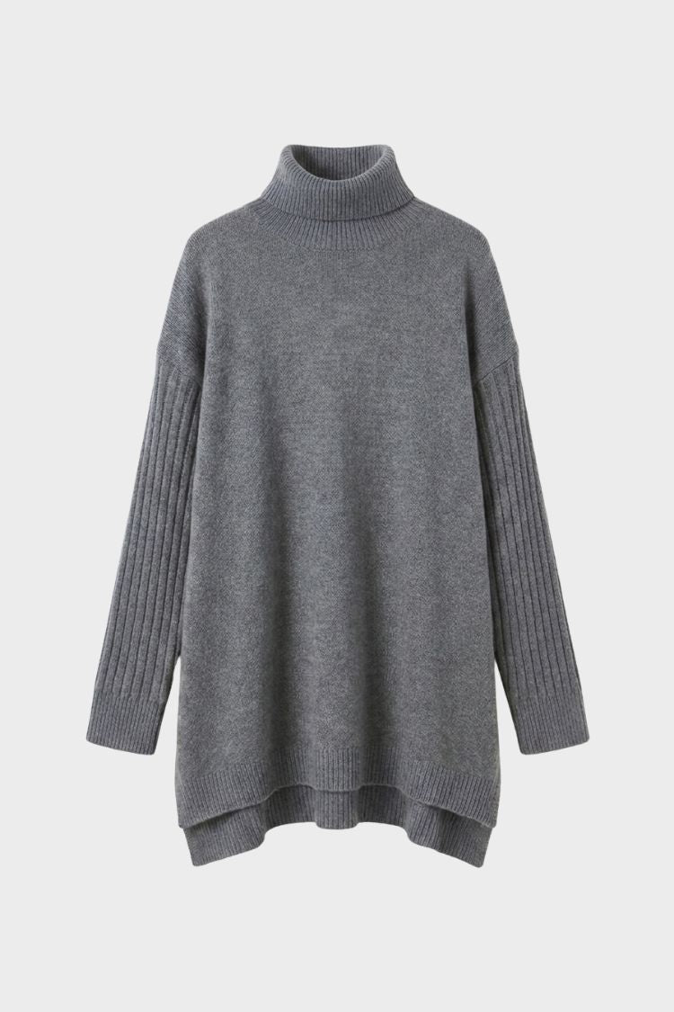 Damen Rollkragenpullover | Asymmetrischer Saum & Lange Form