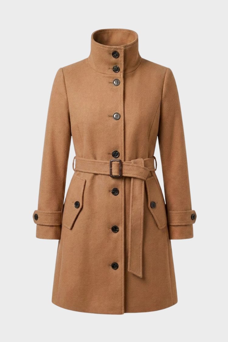 Damen Langer Trenchcoat | Taillierte Knopffront