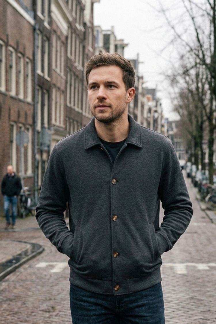 Herren Overshirt-Jacke | Knopfleiste & Aufgesetzte Taschen