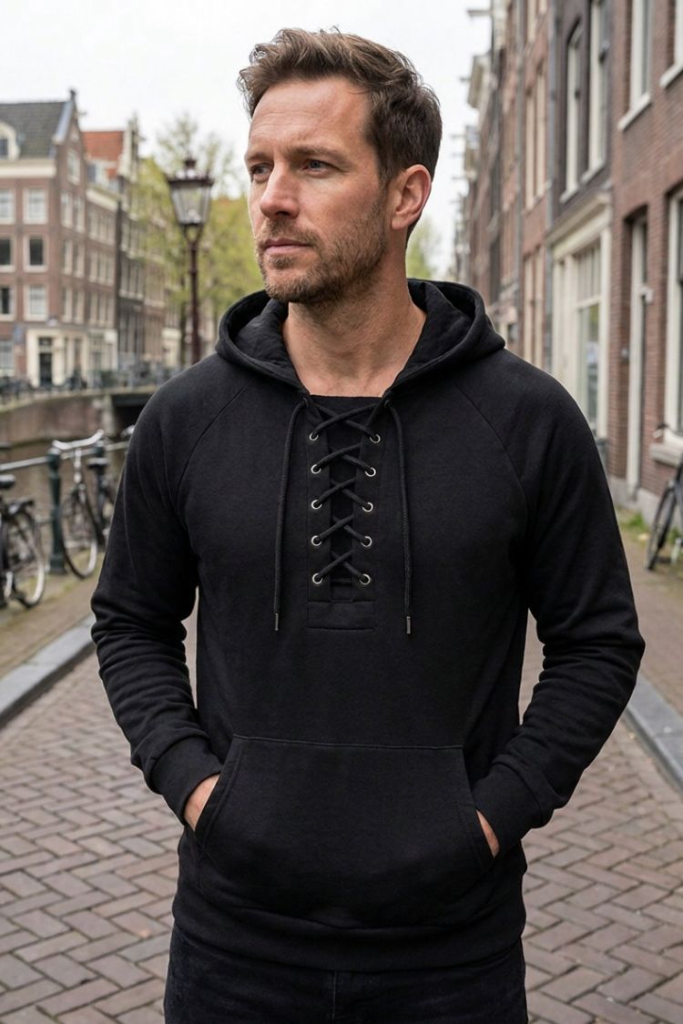 Herren Schnür-Hoodie | Kapuzen-Pullover-Design
