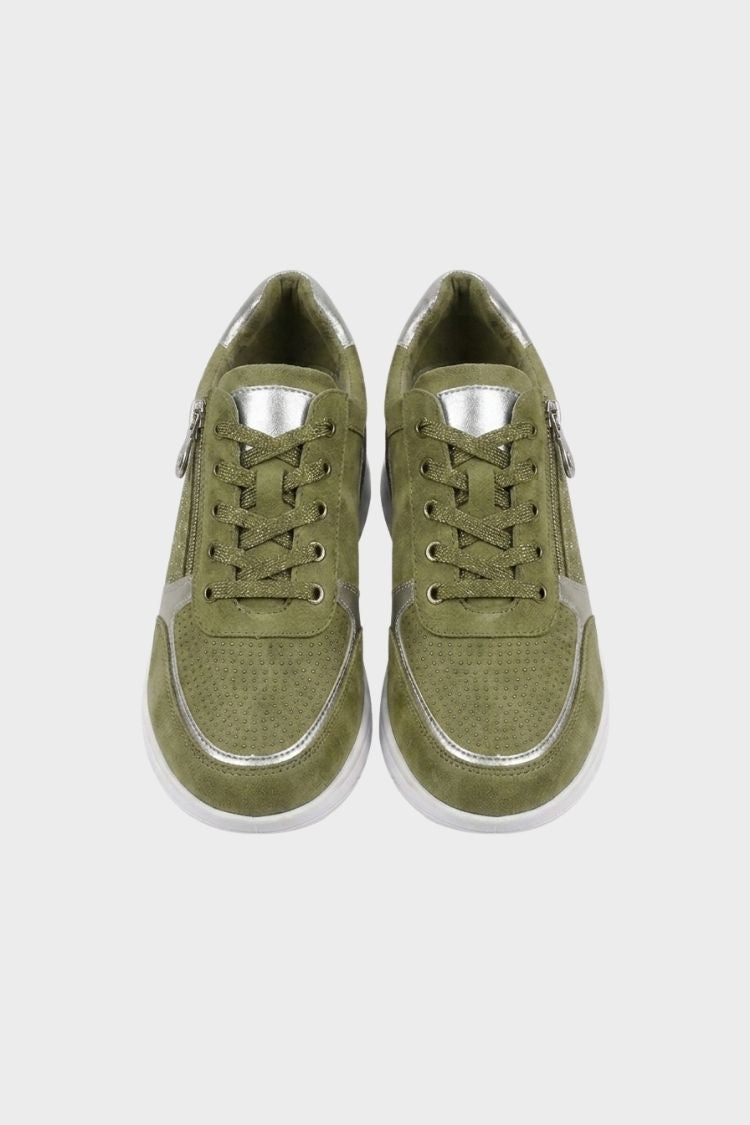 Damen Schnürung Reißverschluss Sneaker