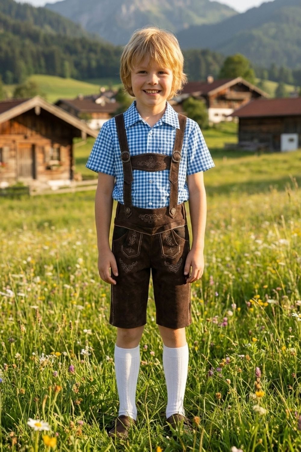 Herren Trachtenset mit kurzer Hose | Stickdetails