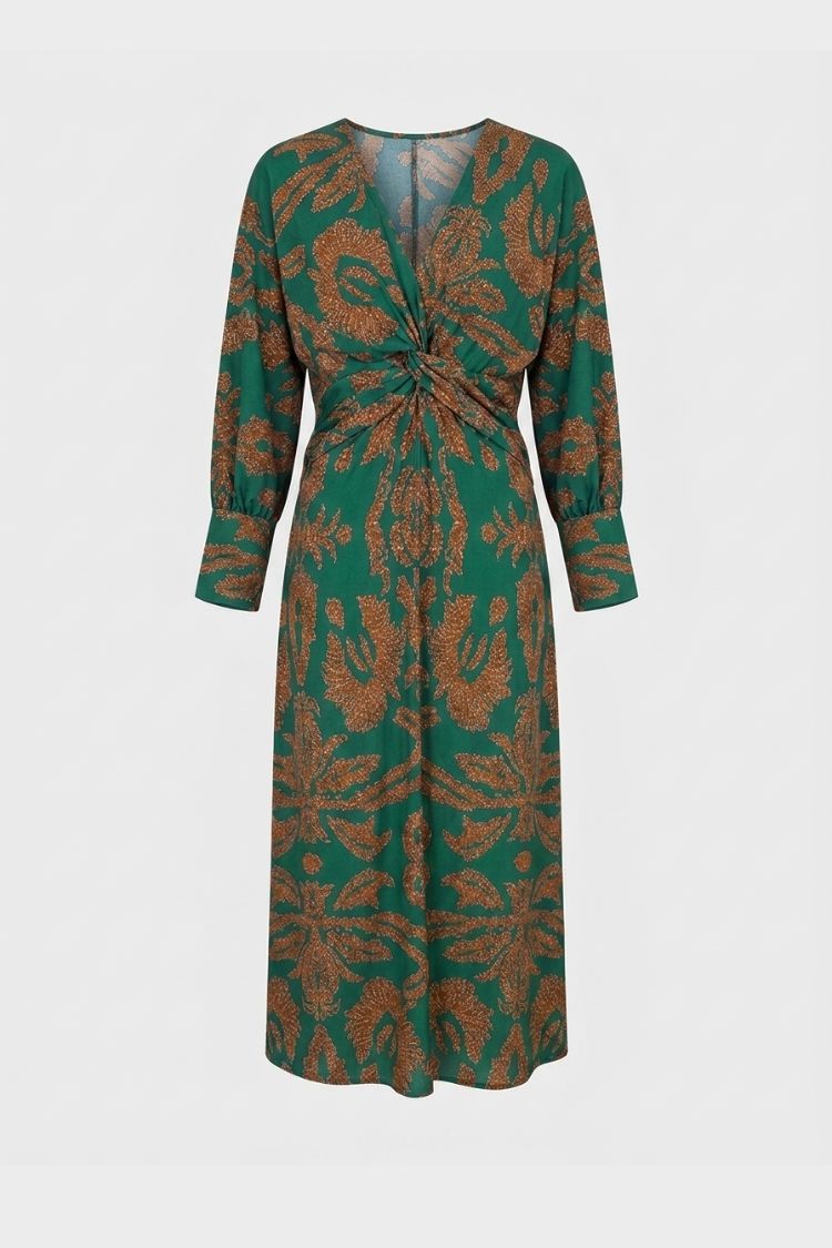 Damen Wickel-Midikleid - V-Ausschnitt