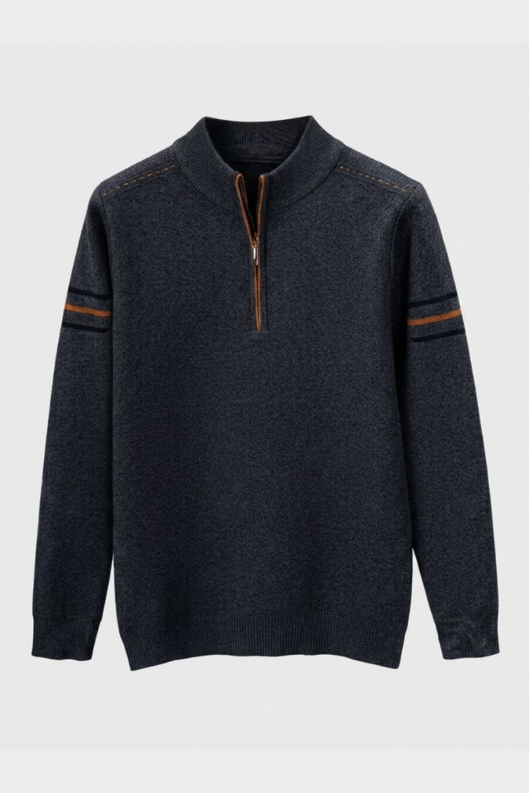 Herren Zipp-Pullover | Stehkragen & Kontrastdetails
