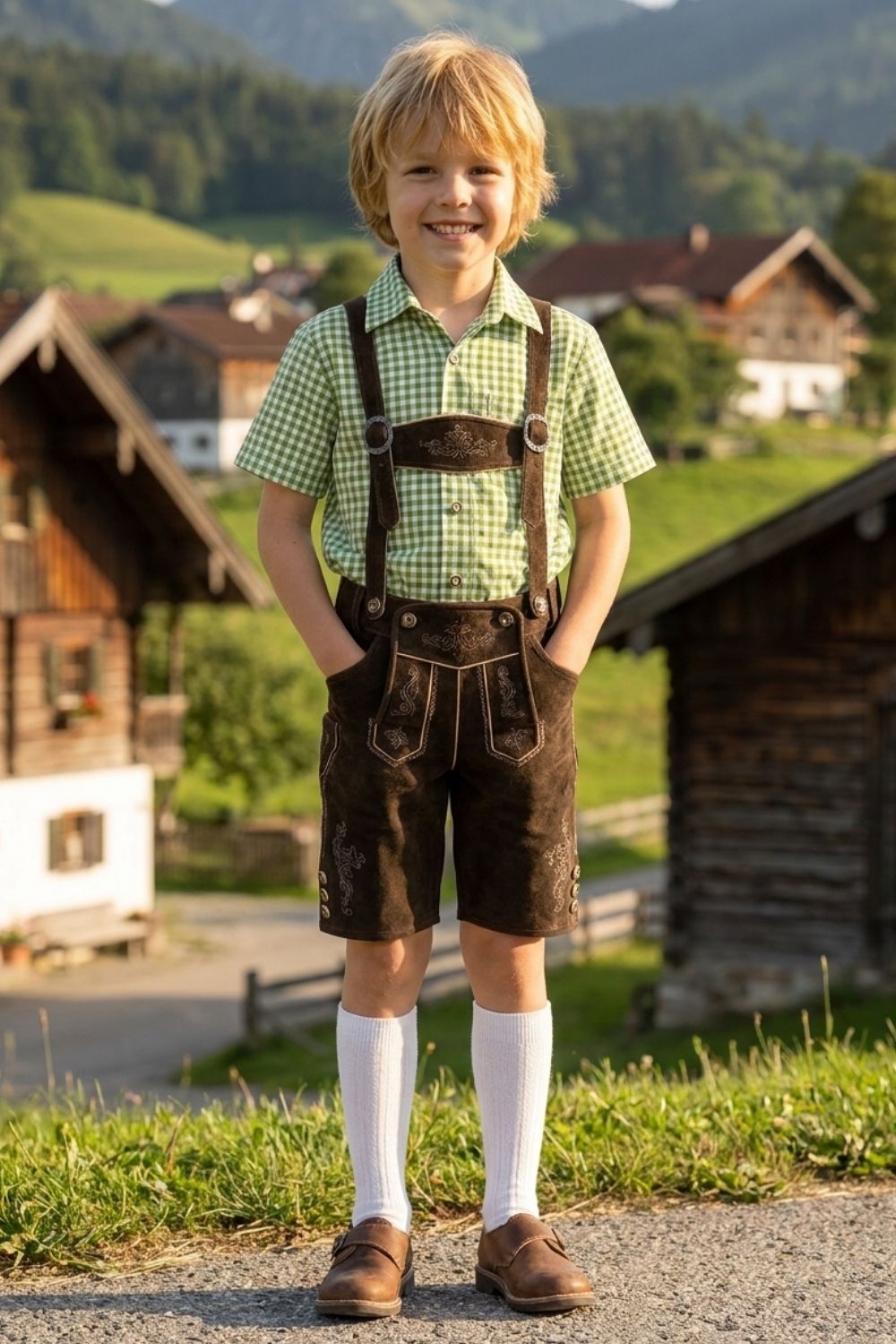 Herren Trachtenset mit kurzer Hose | Stickdetails